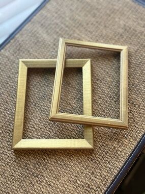 Pair of Vintage Solid Wood Gold Gilded 4x5 Frames | No Glass or Backing